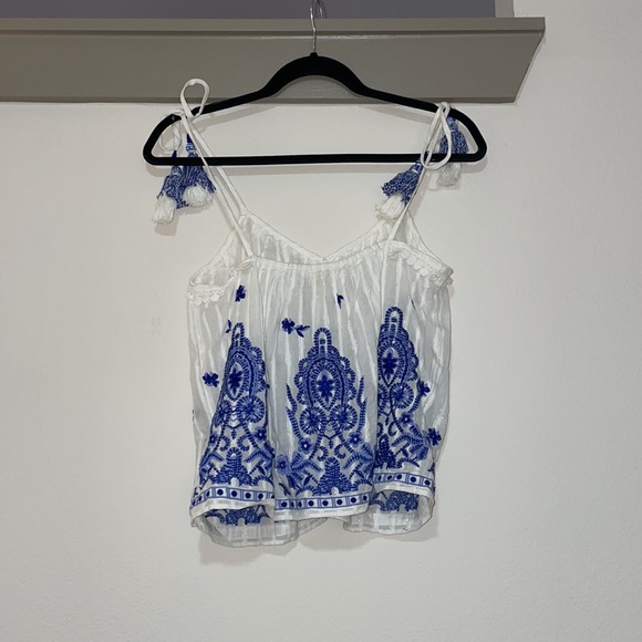 Ramy Brook Marco Embroidered Tie Shoulder Top SZ XS EUC - Picture 3 of 4